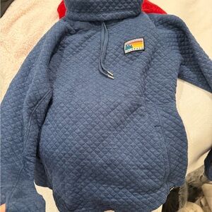 Blue Quilted Pullover Hoodie